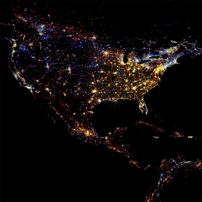 luzes-americadonorte Nighttime Lights of the World, image 4