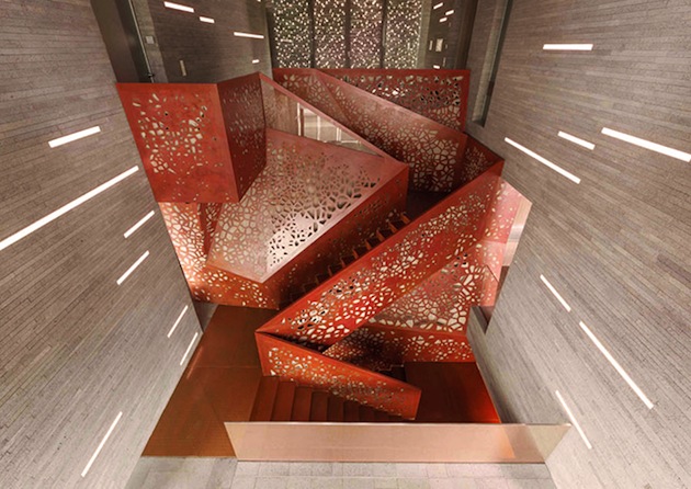 Copper staircase, Villa Mallorca. Arup.