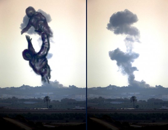 Gaza artist turns Israeli air strike smoke into drawings feeldesain1