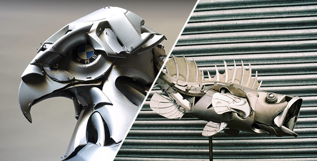Amazing Hubcap Sculptures | Ptolemy Elrington