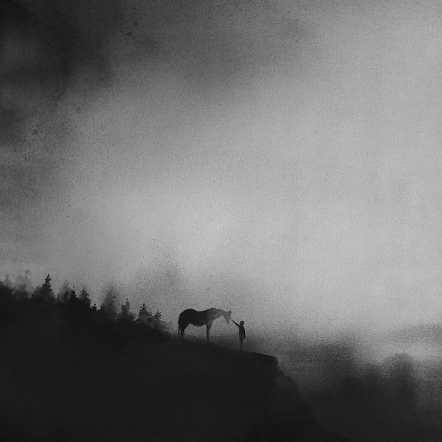 Black and White Watercolors exploring animal and children connection feel desain Elicia Edijanto 06