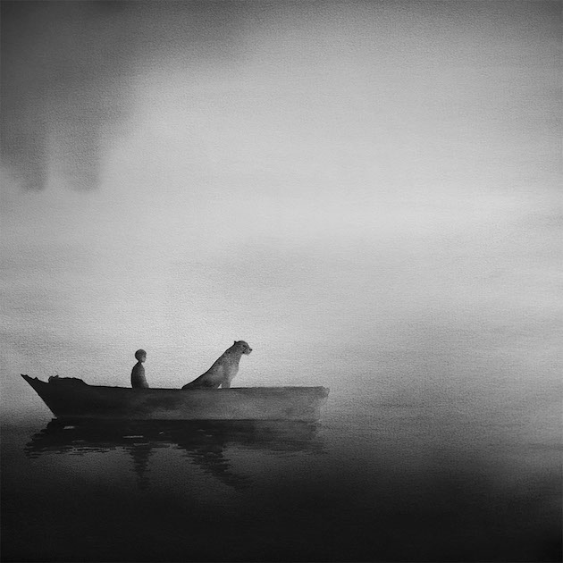Black and White Watercolors exploring animal and children connection feel desain Elicia Edijanto 08