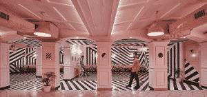 Indian Restaurant With Pink Interiors And Zebra Stripes