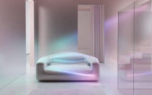 Holo-Scandinavian, An Iridescent Twist On Mid-Century Furniture Design