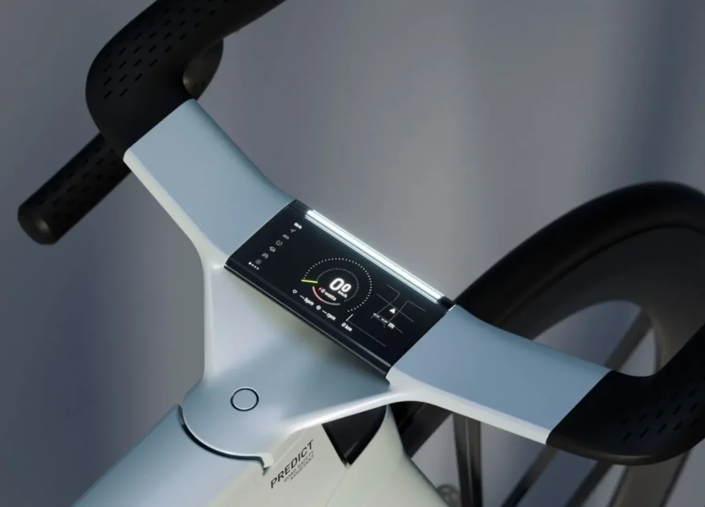 Small display integrated in the Canyon Predict handlebar showing a safety alert