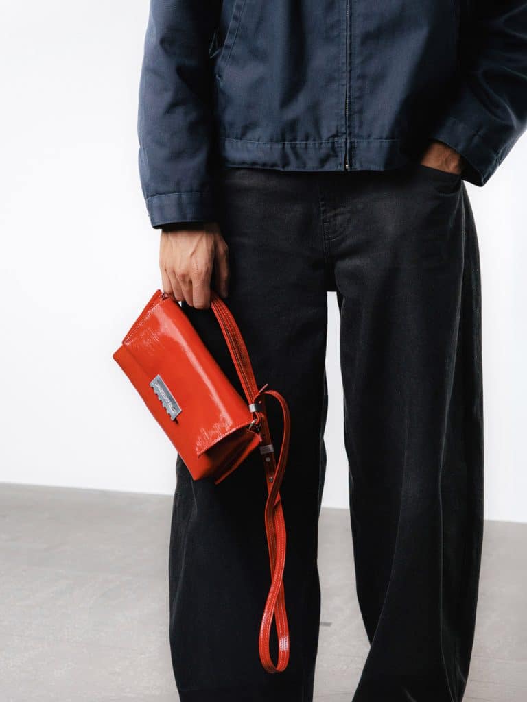 Glossy red Freitag Reference shoulder bag with silver buckle