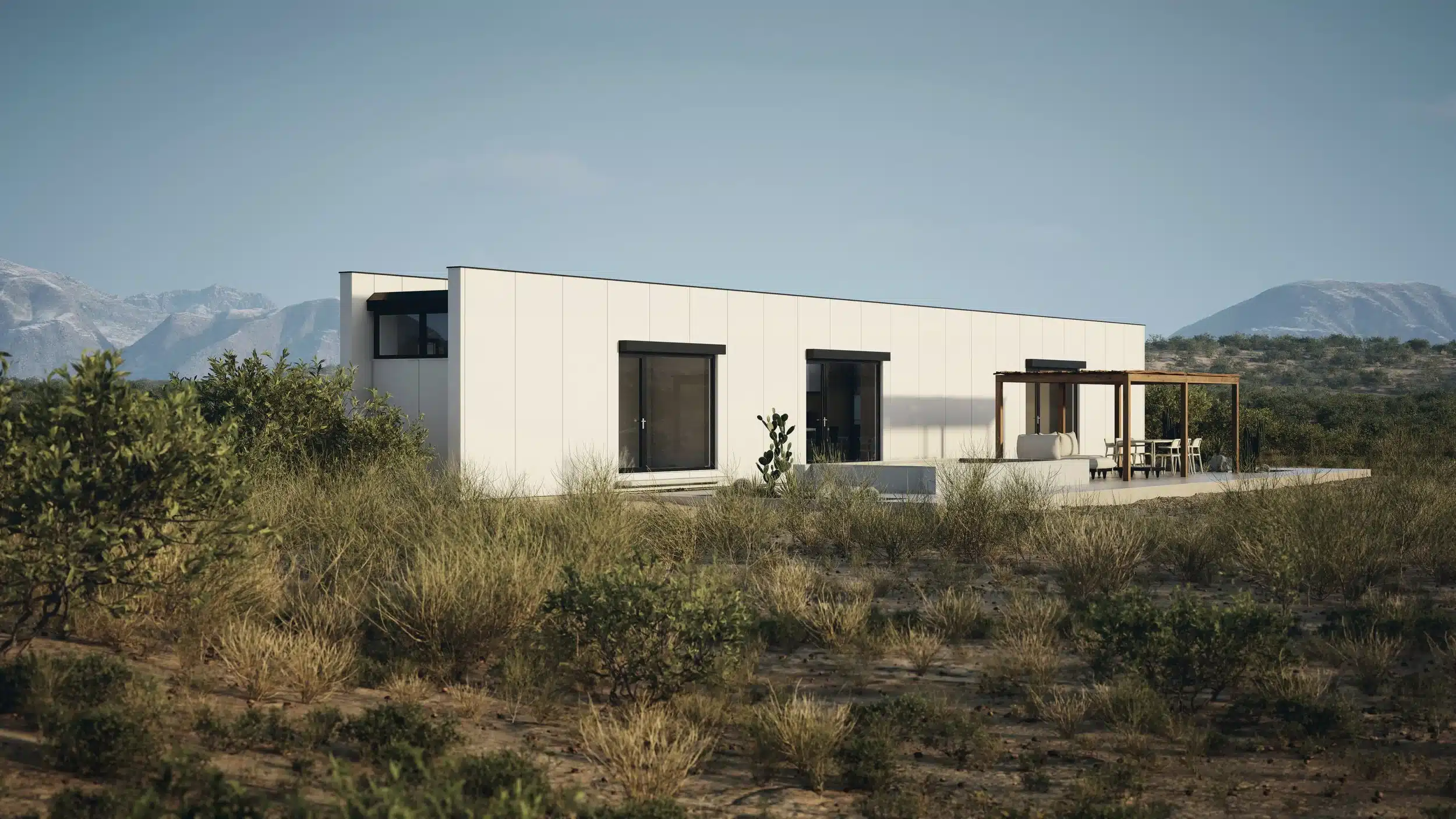 Monocabin XL5 is an Italian prefab house living off the grid in the Californian desert