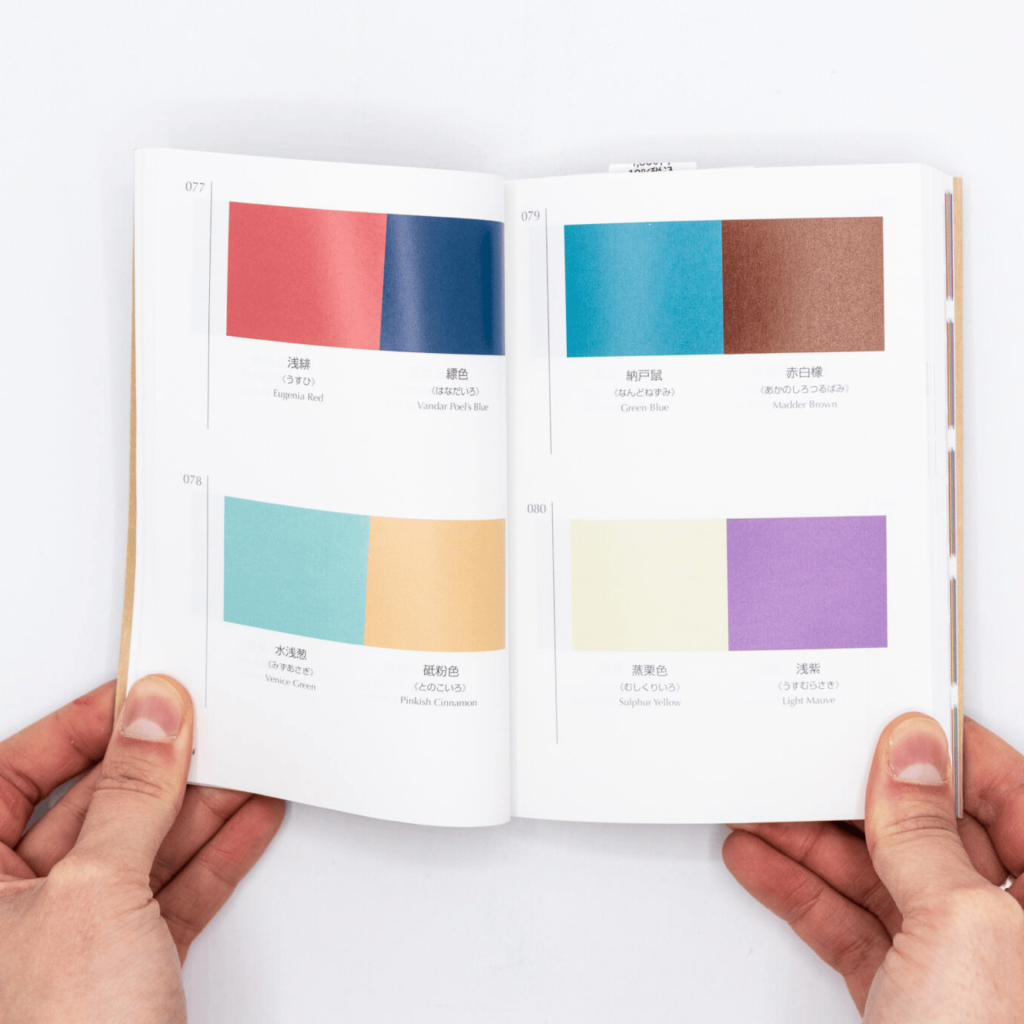 Open pages of A Dictionary of Color Combinations showing two colour combinations