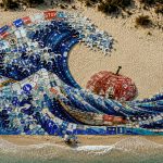Scoobafish turns 1,000 old road signs into Hokusai’s Great Wave on a Sardinian beach